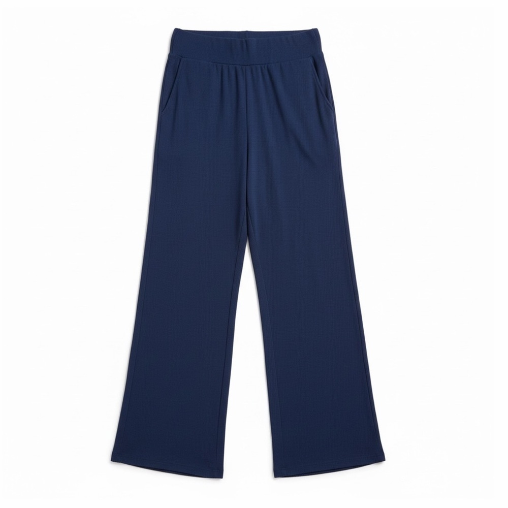 Cozy Earth Women's Rib Knit Bamboo Lounge Pull On Pajama Pant Size Small Navy - Picture 8 of 11